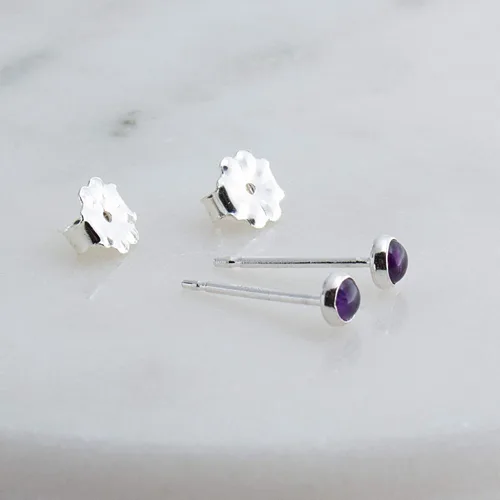Miniatura 6 de Aretes pequeños de plata de ley para cartílago, tragus, hélix, múltiples piercings hipoalergénicos, piedra natal para mujer, juego de bisel