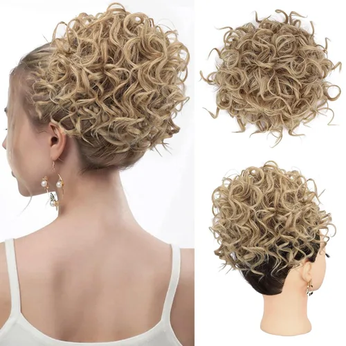 Miniatura 18 de Lommel Pieza de cabello desordenado, moño rizado, ondulado suelto, pieza de cabello con cordón elástico, moño desordenado, extensión de cola