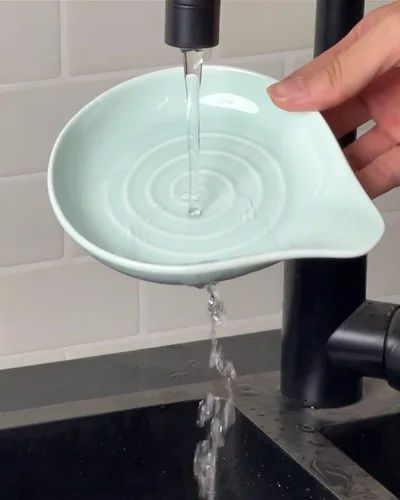 Miniatura 5 de Soporte para cuchara grande de cerámica, 6.2 x 5.2 pulgadas, resistente al calor, antiadherente, para estufa, acabado brillante, apto