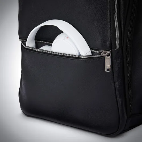 Miniatura 4 de Samsonite Mochila delgada clásica de cuero, Negro -, Mochila delgada clásica de cuero