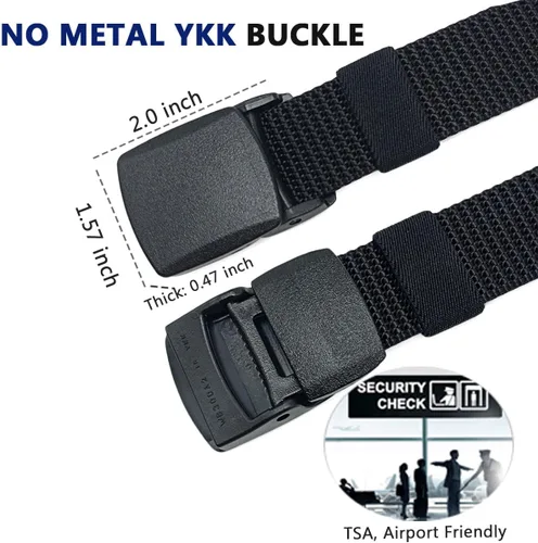 Miniatura 2 de WYuZe Paquete de 5 cinturones militares de nailon de 1.25 pulgadas para hombre, sin metal, ligero, ajustable, para trabajo, casual, TSA y viajes