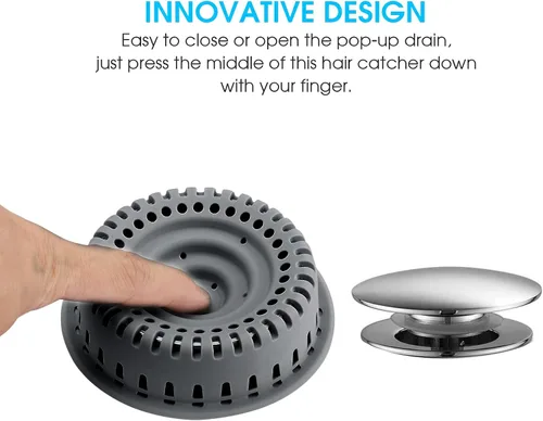 Miniatura 2 de Atrapasador de pelo de drenaje de bañera, protector mejorado con silicona y metal inoxidable diseñado para emergentes y regulares, eficaz sin