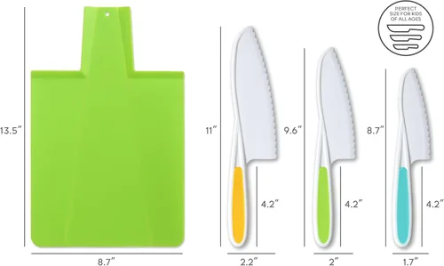 Miniatura 5 de TOVLA JR. Juego de cuchillos de cocina Montessori y tabla de cortar para niños pequeños, herramientas seguras de tamaño infantil para cocina real, a