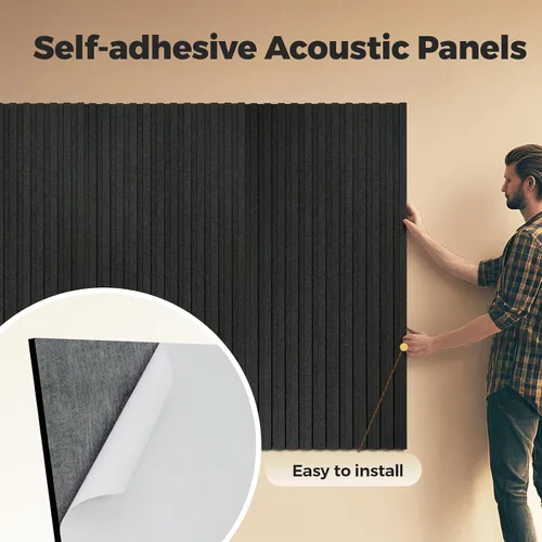 Miniatura 5 de Paquete de 4 paneles de pared acústicos de doble capa grandes autoadhesivos, 47.2 x 23.6 x 0.71 pulgadas, panel de pared insonorizado, barrera