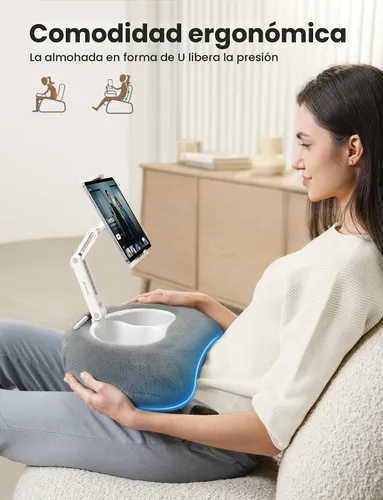 Miniatura 3 de Lamicall Soporte de almohada para tablet Kindle – [Brazo ajustable de 360°] [Suave y lavable] Soporte para iPad de regazo para iPad, accesorios
