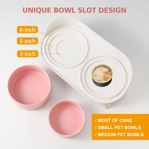 Miniatura 4 de Juego de Cuencos Elevados de Cerámica para Gatos - Platos Dobles Elevados para Alimentos y Agua - Soporte Antideslizante y Resistente a Salpicaduras