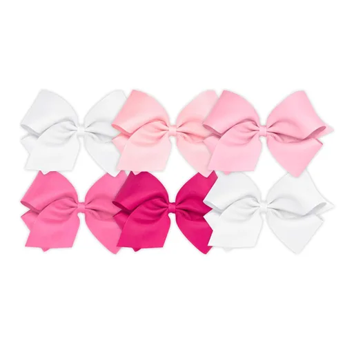 Miniatura 11 de Wee Ones Juego de 6 piezas de lazos para niña, paquete variado de grosgrain sólido en una pinza de pelo antideslizante WeeStay, mediano, azul, azul