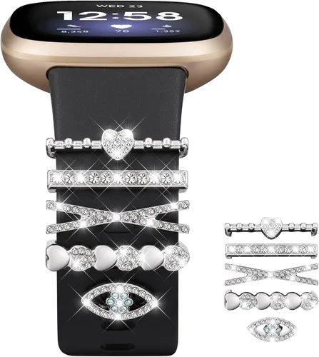 Miniatura 9 de Ouwegaga Compatible con Fitbit Versa 4 Bandas para Mujer/Sense 2/Sense/Versa 3 Bandas, Correa Deportiva de Silicona Suave con 5 Piezas de Anillos
