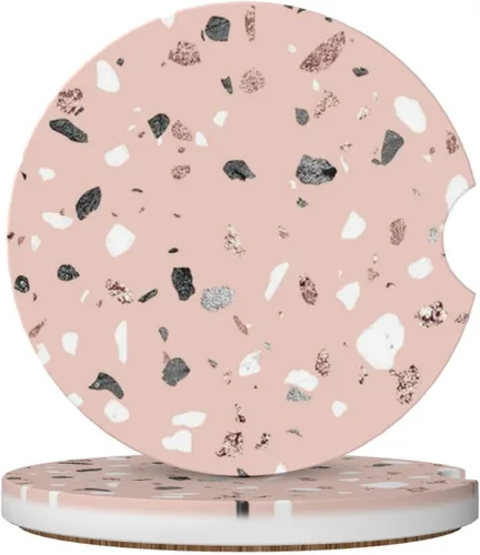 Miniatura 11 de Posavasos de automóvil con lazo rosa para portavasos de cerámica absorbente, paquete de 2 unidades, accesorios antideslizantes
