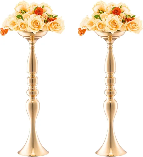 Miniatura 12 de VEVOR Centro de Mesa de Boda de Metal Dorado, Candelabro, 20 Piezas 58cm/22.83