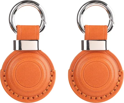 Miniatura 14 de Llavero de cuero genuino compatible con Airtag, soporte seguro para llavero de AirTag, accesorios para llavero AirTag - Marrón V2.0