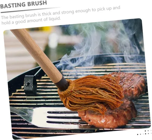 Miniatura 6 de ABOOFAN Juego de fregona para parrilla, cepillos de barbacoa para salsa Bbq Dipping Brush Basting Mop para asar material de madera de algodón