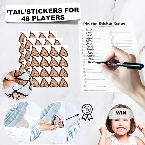 Miniatura 2 de Juego de juegos de baby shower: Pin the Sticker en el juego de pañales y 50 boletos para rifas de pañales con caja para decoraciones de fiesta