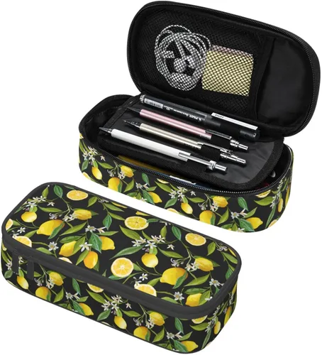 Miniatura 10 de Estuche para lápices con lunares rosados de fresa de gran capacidad, bolsa de papelería con cremallera, soporte portátil para bolígrafos
