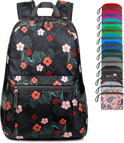 G4Free Mochila Ligera Plegable de 20L para Viajes y Senderismo, Mochila de Día Plegable para Hombres y Mujeres B-flower Negro