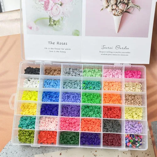 Miniatura 3 de 2000 cuentas de vinilo Heishi planas, redondas, de arcilla polimérica, espaciadoras para hacer pulseras, collares, aretes, accesorios para Blanco