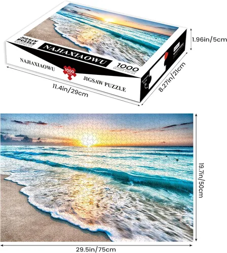 Miniatura 2 de Rompecabezas de madera de 1000 piezas para adultos, familia o ancianos, rompecabezas hawaianos de playa al atardecer, decoración del hogar