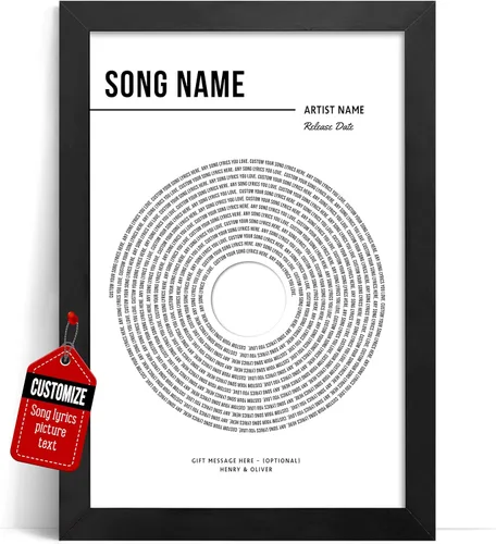 Miniatura 13 de VICILO Póster Enmarcado con Letras de Canción Personalizadas, Regalo para Padres, Acordes de Canción Perfectos, Pareja, 50° Aniversario de Boda
