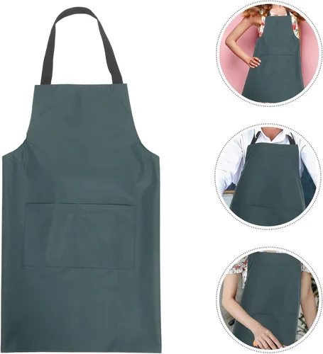 Miniatura 7 de BESPORTBLE Waterproof Kitchen Apron Men and Women Pvc Oil-resistant Cooking Apron Dark Green Utensil Washing Home and Professional Use