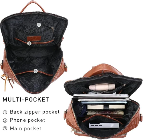 Miniatura 77 de MKP COLLECTION Mochila de moda para mujer, bolsa convertible grande para mujer, mochila de viaje, bolsa de hombro, juego de 2 piezas con borla, Beige