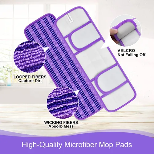 Miniatura 3 de Paquete de 2 almohadillas reutilizables mejoradas para fregona compatibles con Swiffer PowerMop, almohadillas de repuesto para mopa Swiffer Power