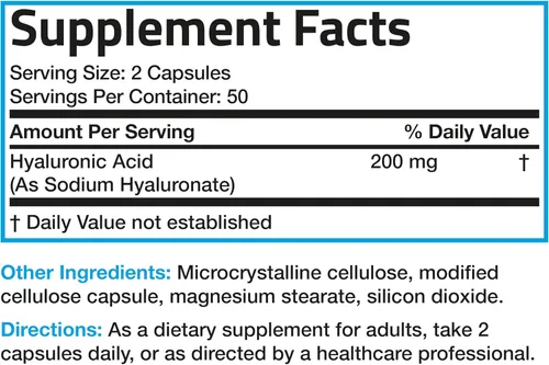 Miniatura 8 de Bronson Ácido hialurónico 200 mg de alta potencia para la salud de las articulaciones y apoyo para la piel saludable, sin OMG, 100 cápsulas