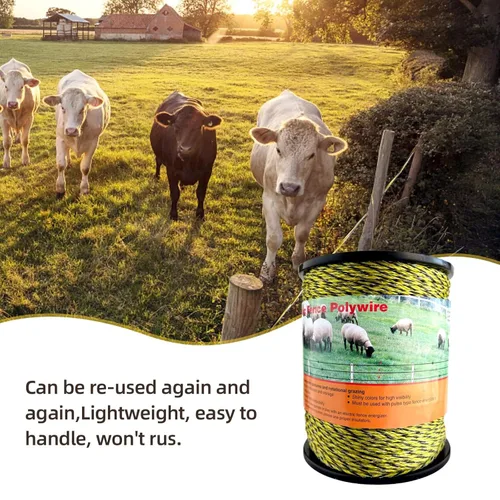 Miniatura 3 de Upgraded Electric Fence Polywire 5050 Feet 1540 Meters, 6 Stainless Steel Strands for Reliable Conductivity and Rust Resistance, Easy to