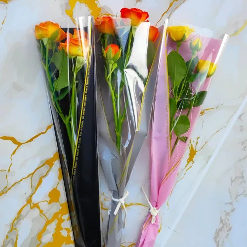 Miniatura 4 de HYMAOME 50 unids bolsas de ramo de mangas de flores individuales Envolturas de rosas Bolsas de celofán Bolsas de embalaje de rosas individuales