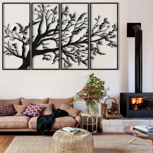 Miniatura 2 de Arte de pared con árbol de la vida, juego de 4 piezas de arte de pared de árbol de metal, letrero de árbol, arte de pared de metal del árbol