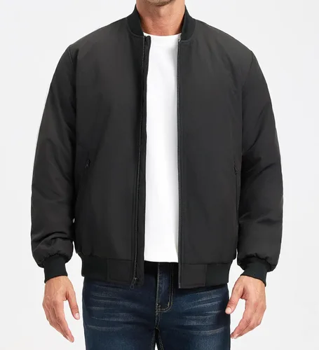 Miniatura 3 de Chaqueta bomber para hombre, chaqueta de bombardero para otoño e invierno, cálida, rompevientos, cremallera completa, abrigos acolchados casuales