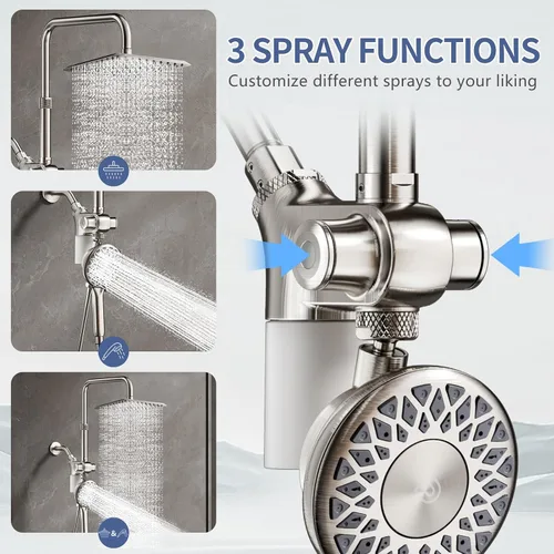 Miniatura 5 de SINGSUO Filtered Rain Shower Head with Handheld Spray Combo, High Pressure Dual Shower Head with Filter for Hard Water, Modern Magnetix Double