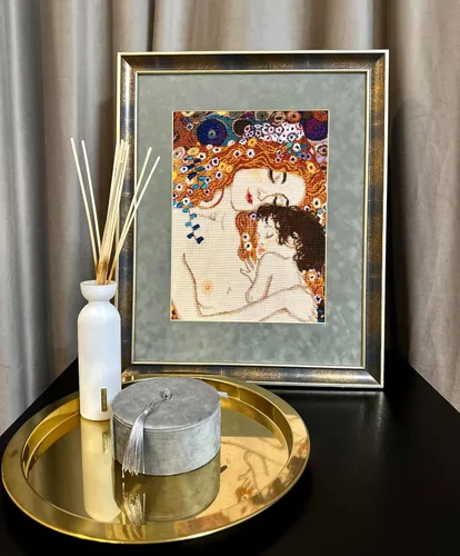 Miniatura 7 de RIOLIS - Motherly Love After G. Klimt 916, kit de punto de cruz de San Valentín de 11,81 pulgadas x 13,78, kits de punto de cruz para principiantes