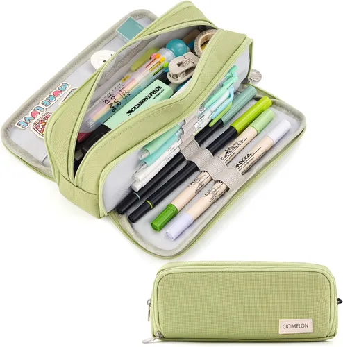 Miniatura 16 de CICIMELON - Estuche de gran capacidad para lápices con 3 compartimentos para la escuela, adolescente, niña, hombre y mujer Azul claro