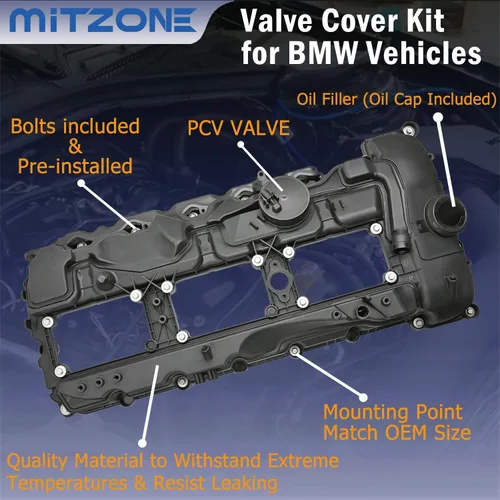 Miniatura 4 de MITZONE Juego de pernos con junta para tapa de válvulas del motor N55 y tapa de aceite para BMW 2010-2017 335i 535i 2011-2019 X5 X3 X6 2013-2015