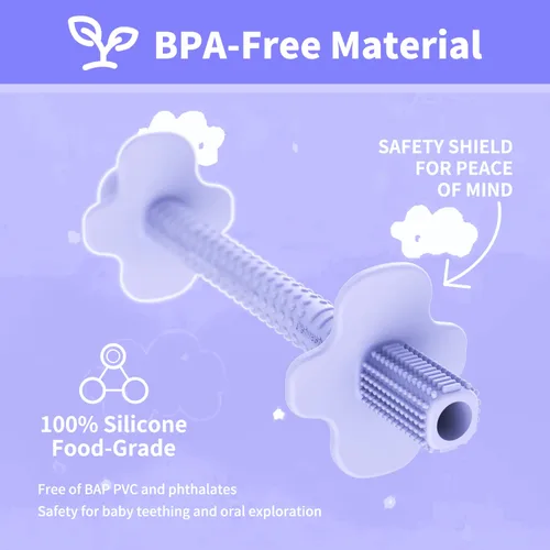 Miniatura 6 de Pajitas de dentición para bebés, mordedores de tubo de silicona para bebés de más de 3 meses, palos de mordedores huecos blindados para bebés