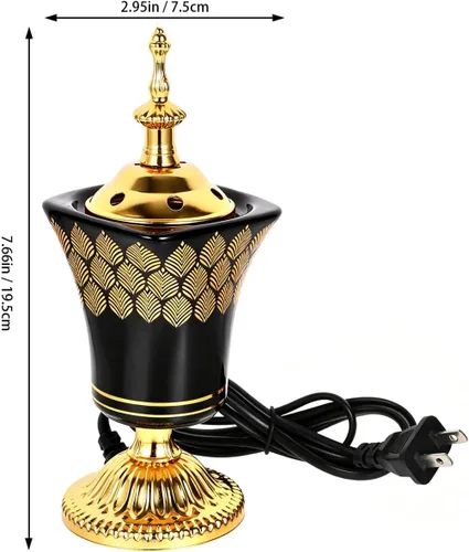 Miniatura 4 de Amosfun Quemador de incienso eléctrico, estilo árabe, incensario, hogar, oficina, decoración de mesa, yoga, spa, aroma, ornamento, enchufe de EE. UU