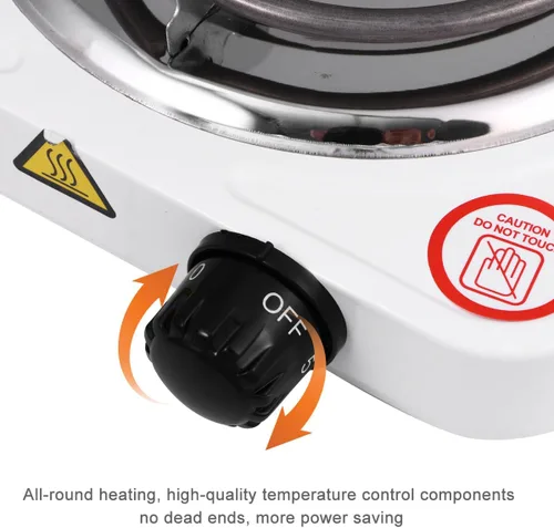 Miniatura 6 de Estufa eléctrica portátil de un solo quemador con control de temperatura ajustable, placa de calefacción de bobina eficiente, placa de calefacción