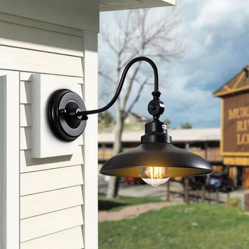 Miniatura 8 de Luces de pared para exteriores, color negro mate, cuello de cisne, luz de granero de 9.8 pulgadas, ángulo ajustable, impermeable, lámparas de pared