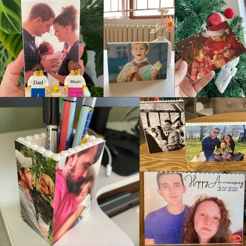 Miniatura 8 de Ladrillo de construcción personalizado Puzzle de bloques de fotos personalizados en forma horizontal Regalos personalizados para parejas