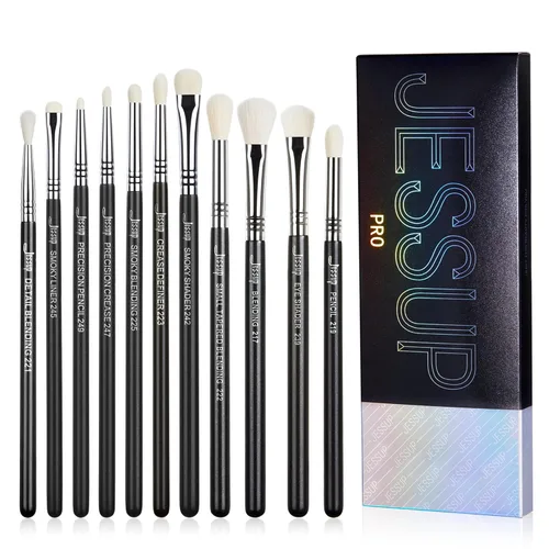 Miniatura 9 de Jessup Juego de brochas de sombra de ojos, 12 piezas, juego de brochas de maquillaje de ojos profesional prémium sintéticas, mezcla de sombra