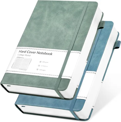 Miniatura 18 de CAGIE Cuaderno rayado, 320 páginas cuaderno rayado grueso para la universidad, papel de 100 g/m², diarios de tapa dura de cuero A5 para escribir Azul