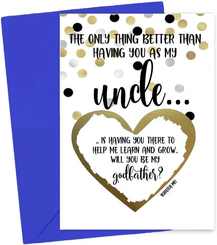 Miniatura 5 de Tarjeta para raspar con texto en inglés «Will You Be My Godmother Godfather Scratch Off», tarjeta para promoción de Tia y Tio a Padrinos de parte