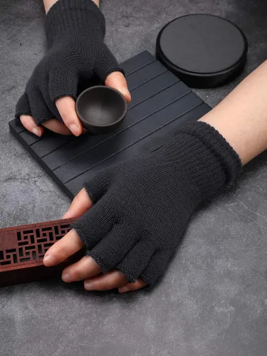 Miniatura 4 de SATINIOR 4 pares de guantes de invierno de medio dedo, guantes de punto sin dedos, guantes elásticos cálidos para hombres y mujeres