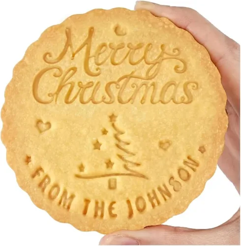 Miniatura 13 de Sello de galletas de Navidad personalizable 2025 con nombre de familia, sorpresa navideña para entusiastas de la repostería (diseño A)
