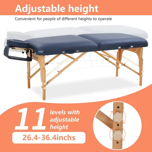 Miniatura 5 de PayLessHere Cama de masaje portátil de 77 pulgadas de largo, 30 pulgadas de ancho y 4 pulgadas de ancho, cama THK de pestañas, 3 mesas plegables