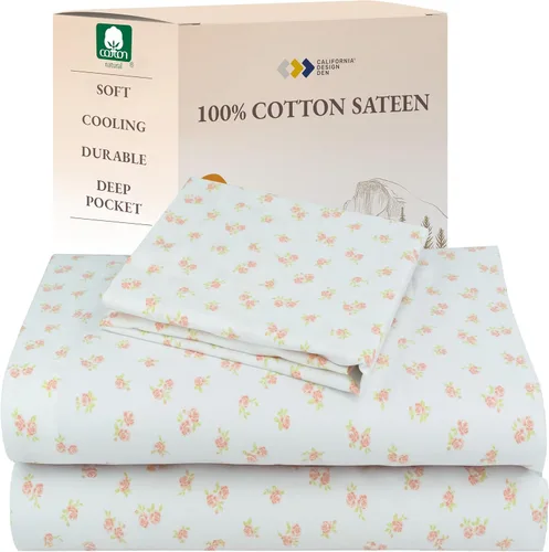 Miniatura 36 de California Design Den Sábanas de Algodón 100% Natural Tamaño Full Juego de Cama con Bolsillos Profundos - Tejido Satinado Suave, Sábanas Duraderas