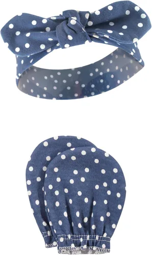 Miniatura 102 de Hudson Baby Conjunto de diadema de algodón y manoplas para rascar para bebé