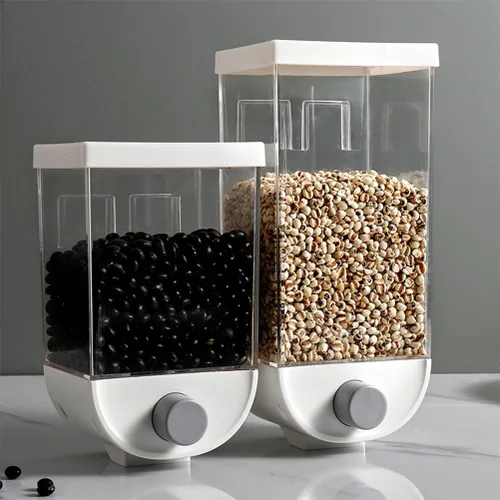 Miniatura 3 de Hemoton Contenedor de almacenamiento de granos de cocina montado en la pared, dispensador de cereales de plástico de 53 onzas con tapa hermética
