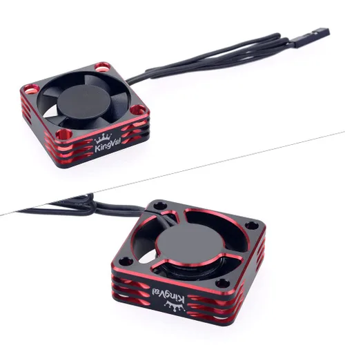 Miniatura 2 de KingVal Ventilador de enfriamiento del motor de aluminio de 1.181x1.181x0.394 in 28000RPM para 1/8 1/10 1/12 RC Car 540 550 Motor (negro-rojo)