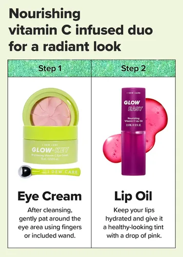 Miniatura 4 de I DEW CARE Set de crema de ojos y aceite de labios con vitamina - 2 para brillar Tratamiento facial, caja de regalo incluida, aspecto de piel